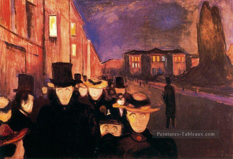 soir sur la rue karl johan 1892 Edvard Munch Peintures à l'huile